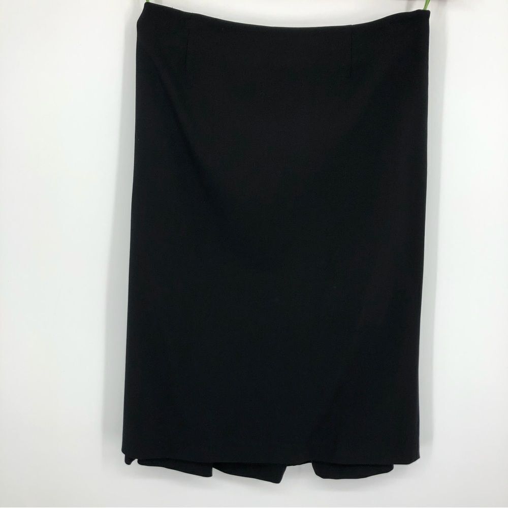 Piazza Sempione Wool Skirt Womens EU 42 Black Ruffle‎ Flare Solid Lined Pencil